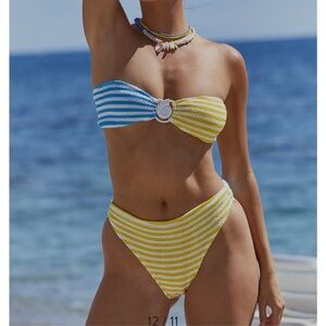 CLEONIE NEW Striped Bikini Bottoms